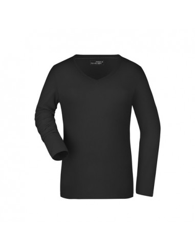 Ladies' Stretch V-Shirt Long-Sleeved