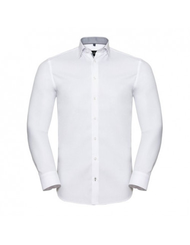 Men´s Long Sleeve Tailored Contrast Herringbone Shirt