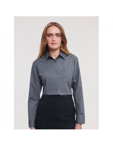 Ladies' Long Sleeve PolyCotton Poplin Shirt