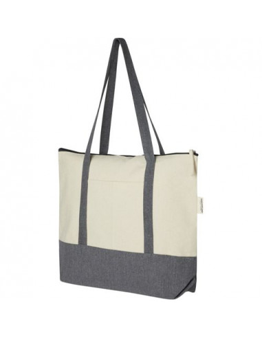 Tote bag in cotone riciclato da 320 g/m² con zip Repose - 10L