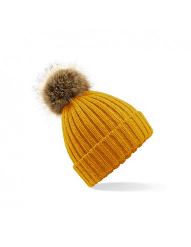 Fur Pom Pom Chunky Beanie