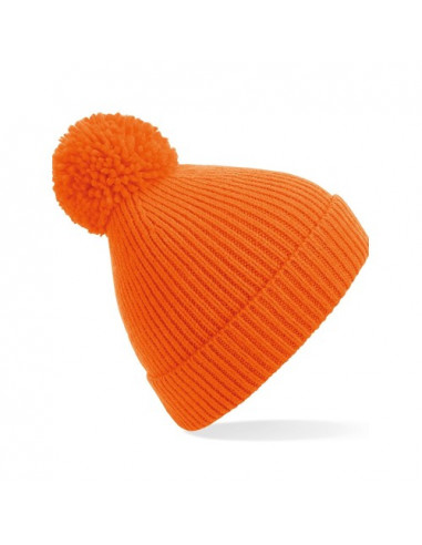 Engineered Knit Ribbed Pom Pom Beanie