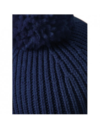 Engineered Knit Ribbed Pom Pom Beanie