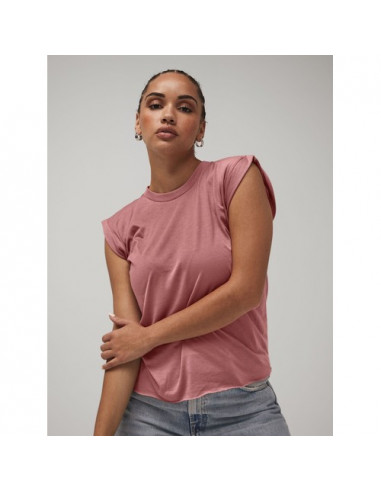 Women's Flowy Muscle Tee with Rolled Cuff