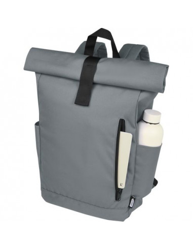 Zaino con chiusura arrotolabile per portatile da 15,6" in PET riciclato certificato GRS Byron 18L