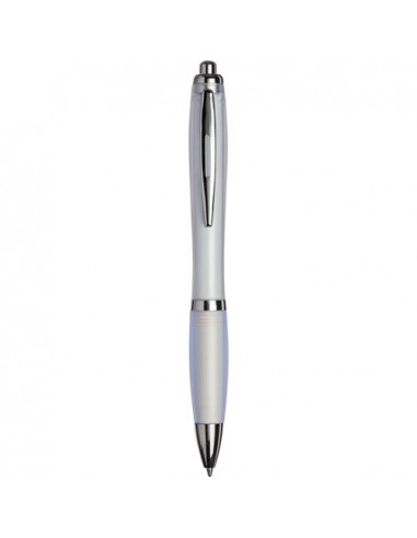 Curvy ballpoint pen with frosted barrel and grip