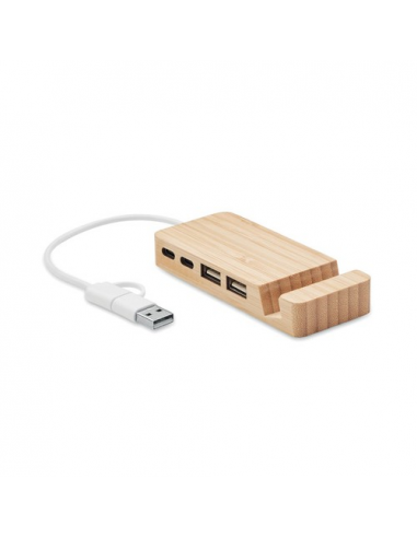 Hub USB a 4 porte in bamboo HUBSTAND