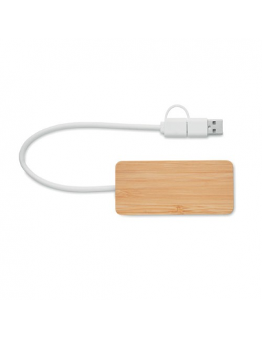 Hub USB a 3 porte in bamboo HUBBAM