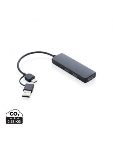 Hub USB RCS in plastica riciclata con doppio ingresso