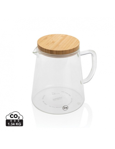 Caraffa in vetro borosilicato 1,2L Ukiyo con tappo in bambù