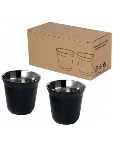 Set di tazze per caffè espresso in acciaio inossidabile certificato RCS da 80 ml Duo