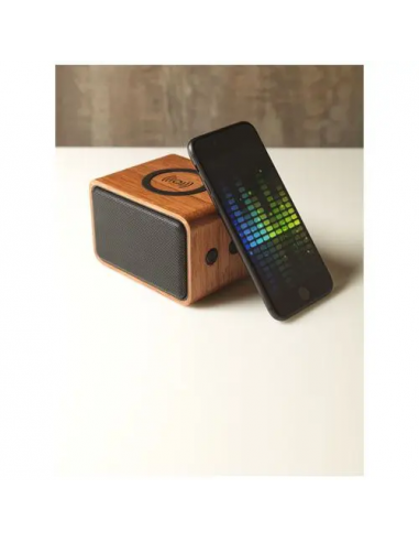 Altoparlante Wooden con base di ricarica wireless da 3 W