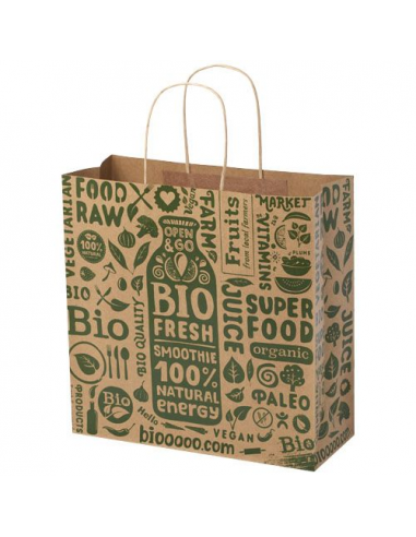 Shopper in carta kraft da 120g/m2 con manici intrecciati - XL