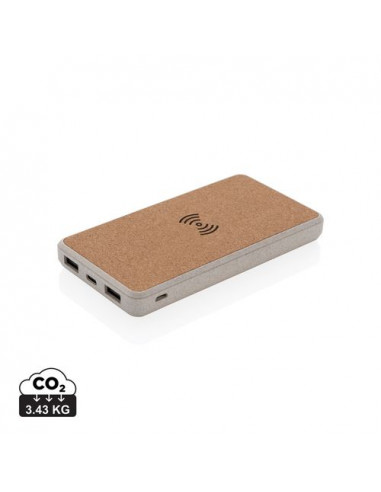 Powerbank wireless 8000 mAh in sughero e grano