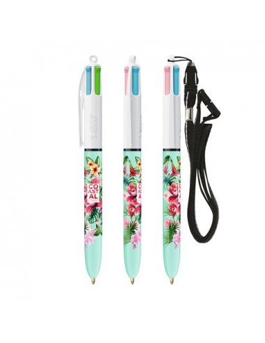 BIC® 4 Colours Fashion penna a sfera + Lanyard