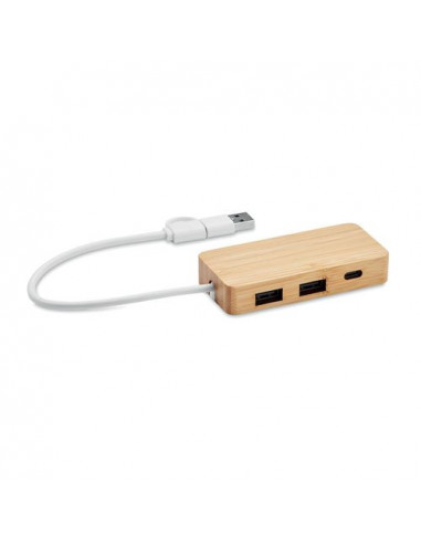 Hub USB a 3 porte in bamboo HUBBAM