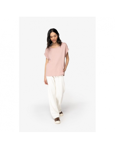 T-shirt donna ecosostenibile con maniche con risvolto