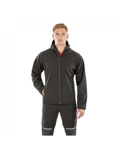 Giacca softshell uomo riciclata a 3 strati con cappuccio