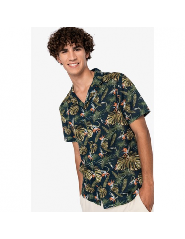 Camicia uomo ecosostenibile con stampa hawaiana