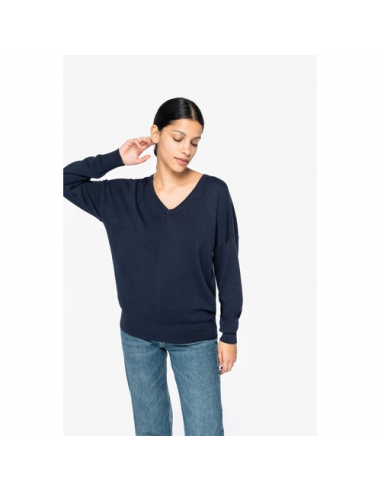 Pullover donna scollo a V ecosostenibile in lyocell