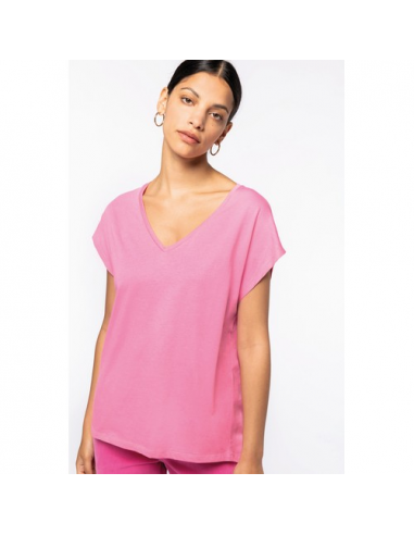 T-shirt loose donna ecosostenibile con scollo a V