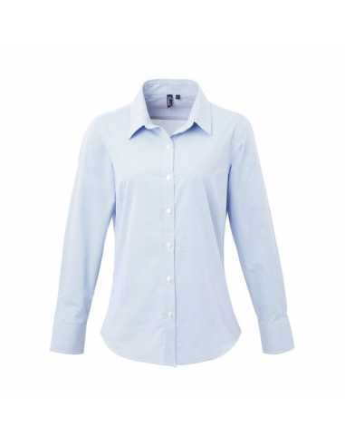 Ladies' Long Sleeve Microcheck Gingham Shirt