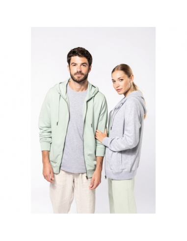 Felpa unisex ecosostenibile con zip e cappuccio NON GARZATA