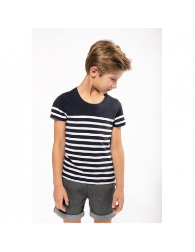 T-shirt bambino in stile marinaro Bio girocollo