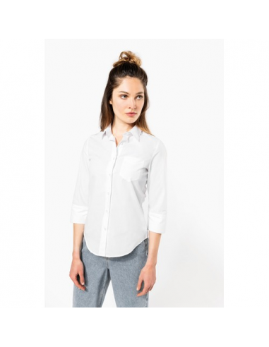 Camicia popeline policotone donna maniche 3/4 facile da lavare