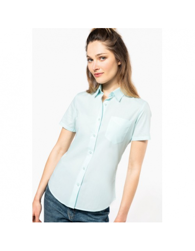 Camicia popeline policotone donna maniche corte facile da lavare