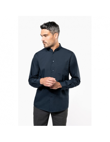 Camicia uomo collo alla coreana manica lunga