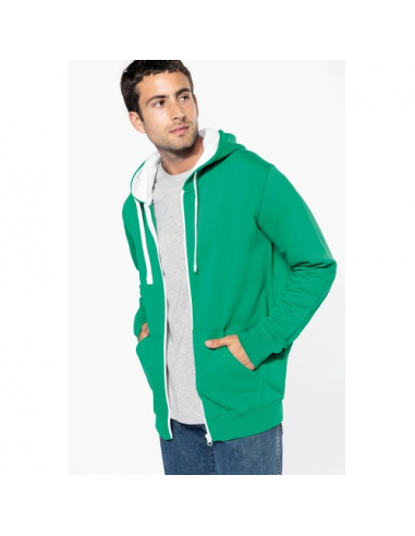 Felpa uomo con cappuccio a contrasto full zip