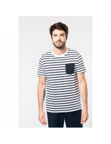 T-shirt manica corta a righe stile marinaio con tasca