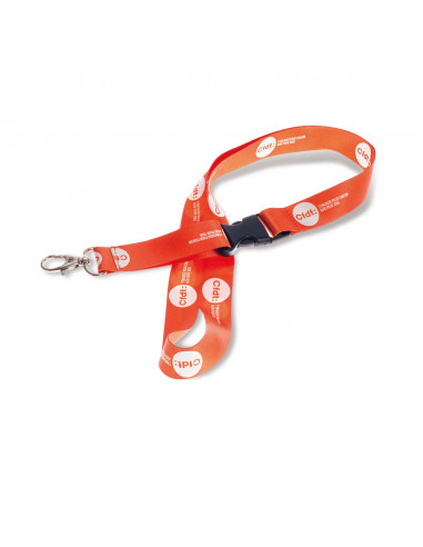 Lanyard in materiale Pet con fibbia staccabile e moschettone nickel free