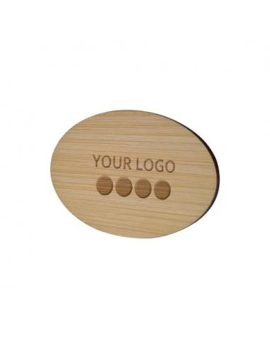 Badge Bamboo ovale, 50x74 mm, spilla, incisione