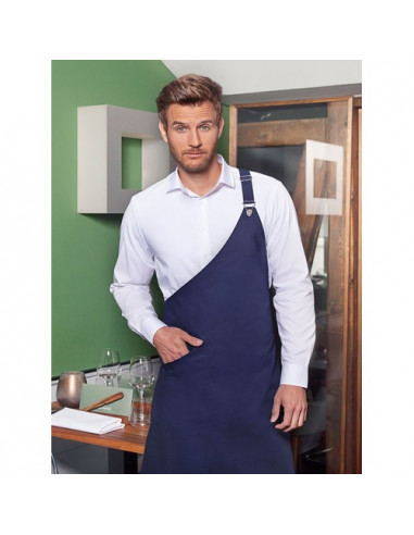 Asymmetrical Bib Apron with Pocket