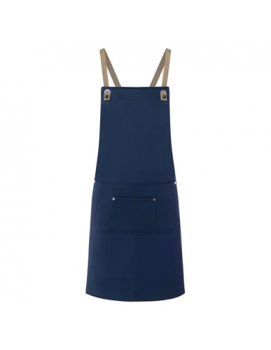 Bib Apron With Crossed Ribbons And Big Pocket