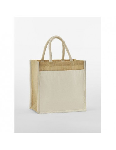 Cotton Pocket Natural Starched Jute Midi Tote