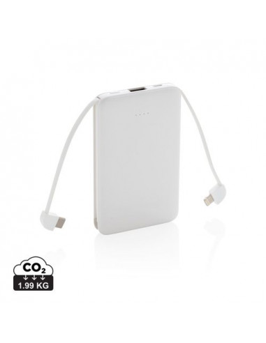 Powerbank tascabile 5.000 mAh con cavi integrati