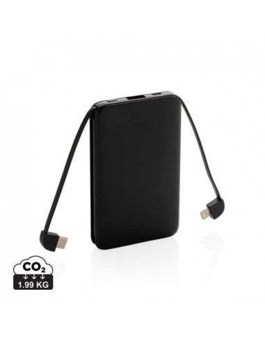 Powerbank tascabile 5.000 mAh con cavi integrati