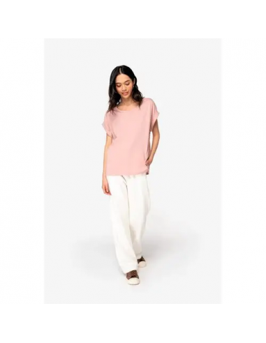 T-shirt donna ecosostenibile con maniche con risvolto