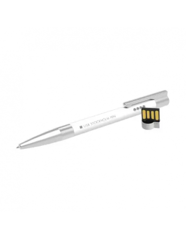 USB Pen Stockholm White (Blue ink), 2 GB Premium