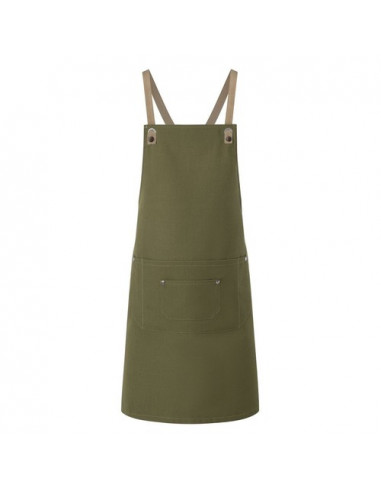 Bib Apron With Crossed Ribbons And Big Pocket