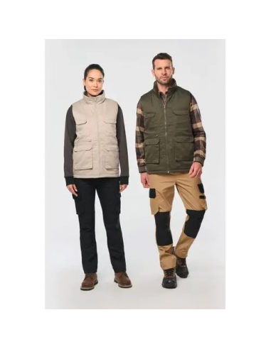 Gilet unisex in policotone multitasche imbottito