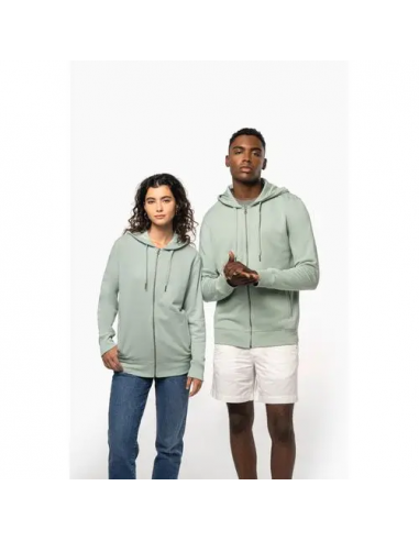 Felpa unisex ecosostenibile con zip e cappuccio NON GARZATA