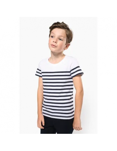 T-shirt bambino in stile marinaro Bio girocollo