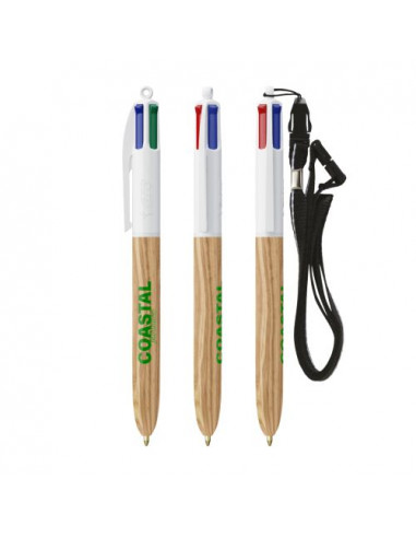 BIC® 4 Colours Wood Style with Lanyard