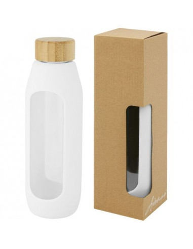 Borraccia in vetro borosilicato da 600 ml con impugnatura in silicone Tidan