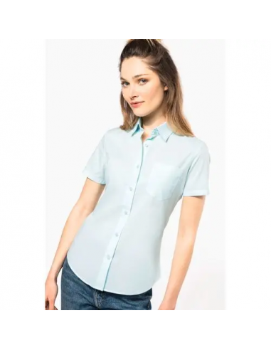 Camicia popeline policotone donna maniche corte facile da lavare