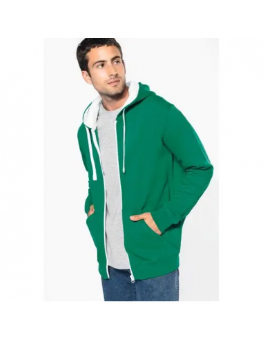 Felpa uomo con cappuccio a contrasto full zip